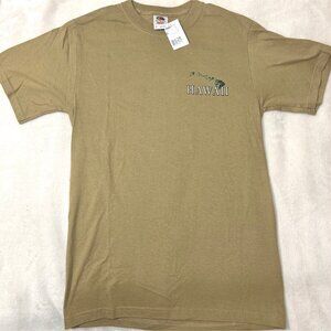 beige tan hawaii graphic tee top shirt unisex size s • fruit of the loom • new w